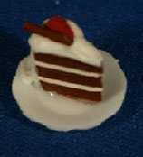 Dollhouse Miniature Cake, Slice, Chocolate Strawberry